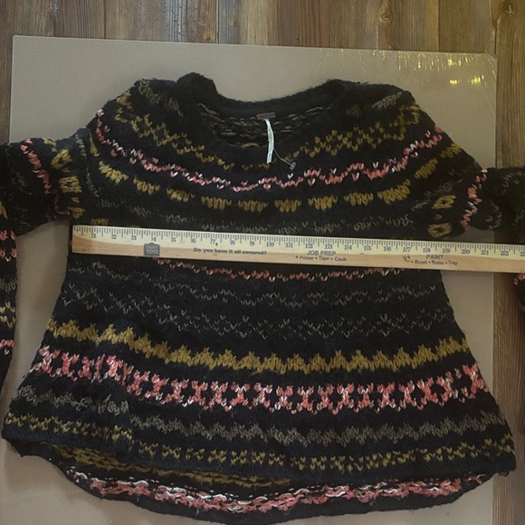 Free People Through The Storm Fair Isle sweater black multicolored size small - Picture 5 of 7